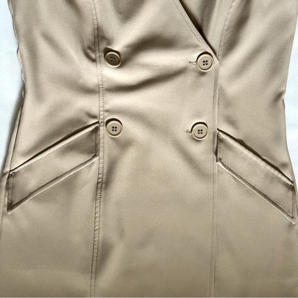 Max Studio Beige Sleeveless Double-Breasted Front Button Tuxedo Dress Size Med. - Picture 10 of 16
